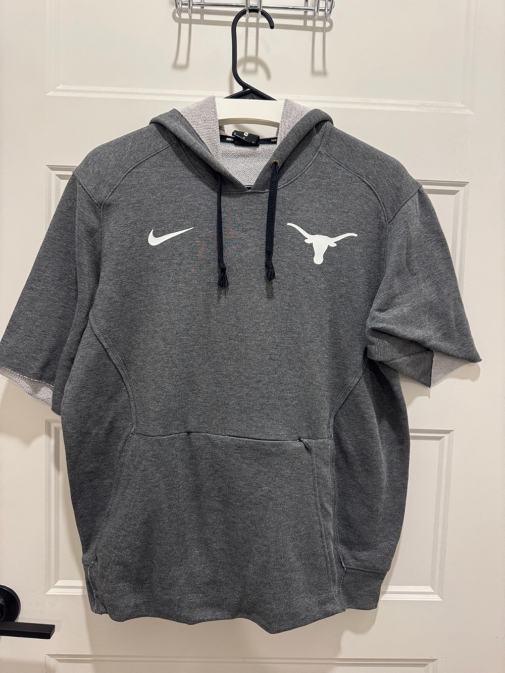 Nike Gray Short-Sleeve Pullover Hoodie with White Logos